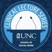 Clicking on this logo will bring you to the registration page. The logo is a picture of a podium with two microphones facing each other and the words Clinical Lecture Series arched above in a blue circle. 
